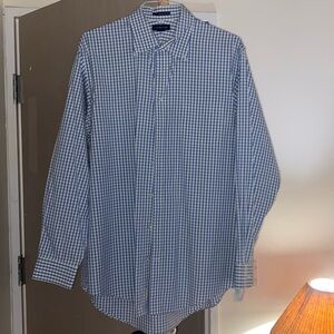 Men’s 17-36 Lands’ End Button-Down Long Sleeved Plaid Shirt